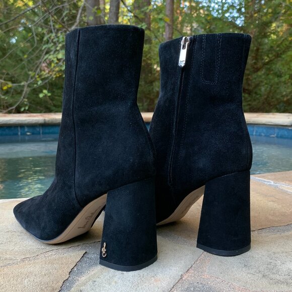 Sam Edelman Codie Genuine Suede Block Heel Ankle Booties Sz8 - Picture 7 of 15